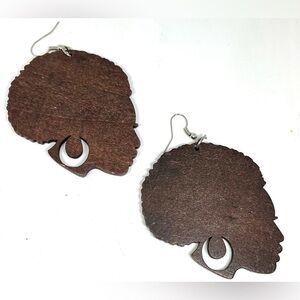 African Silhouette Wooden Dangle Earrings
